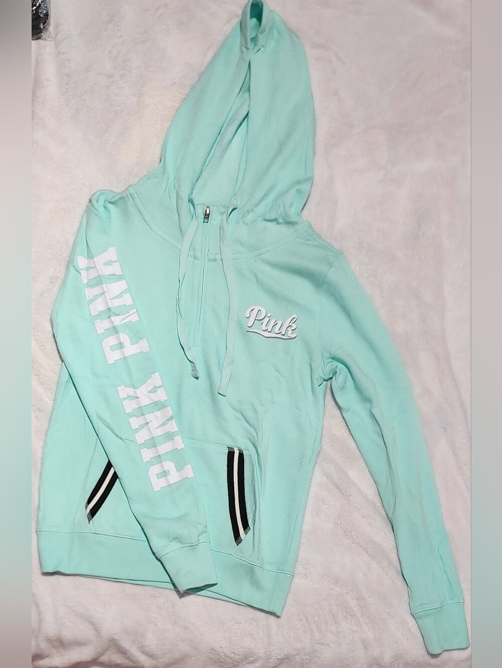 PINK Victoria's Secret Mint Green Hoodie Sweatshirt. Size XS